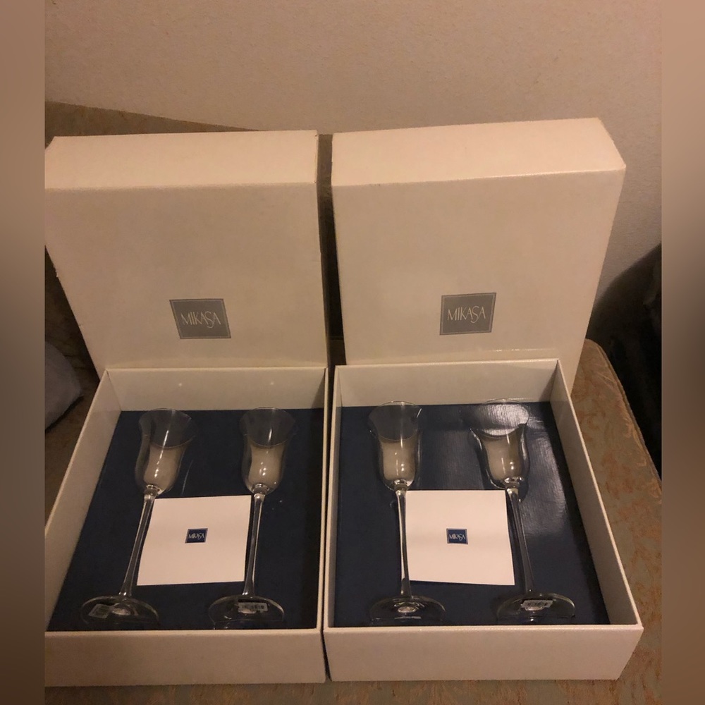 New Mikasa High Rise Wine Glasses New In Box Austria Lead Crystal Set Of…